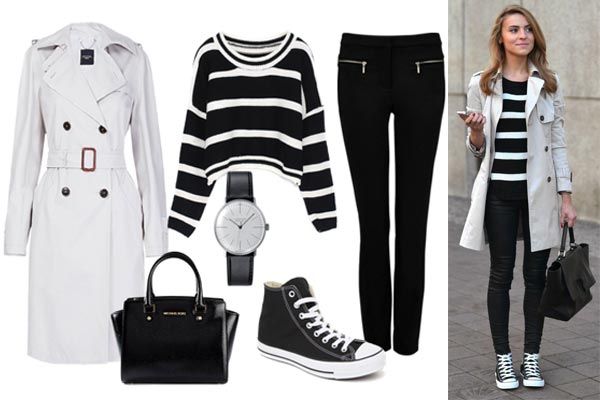 Looks de entretiempo con trench y zapatillas