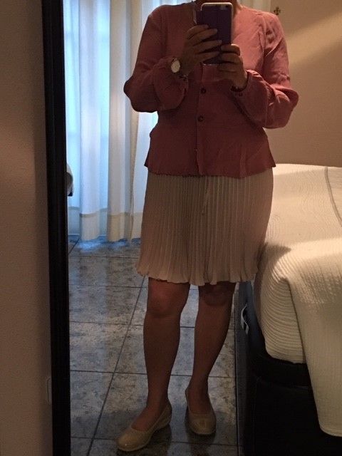 Blusa rosa y falda rosa empolvado